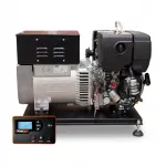 Hatz 1B30E diesel engine powered 48 Volt DC generator with Linz Electric Phase 9 DC alternator for battery charging