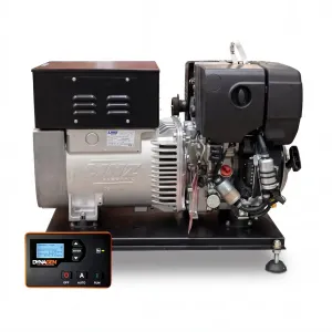 Hatz 1B30E diesel engine powered 48 Volt DC generator with Linz Electric Phase 9 DC alternator for battery charging