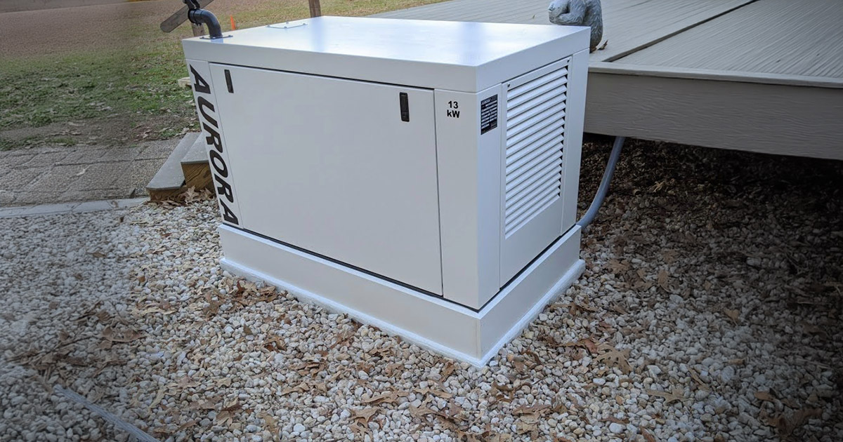 Customer installed backup generator from Aurora Generators