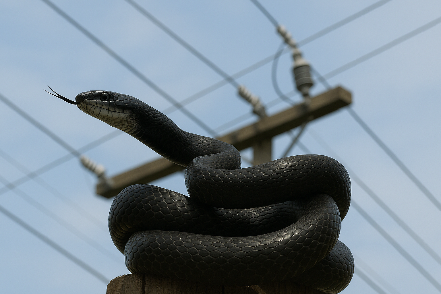 Black Snake near power lines.