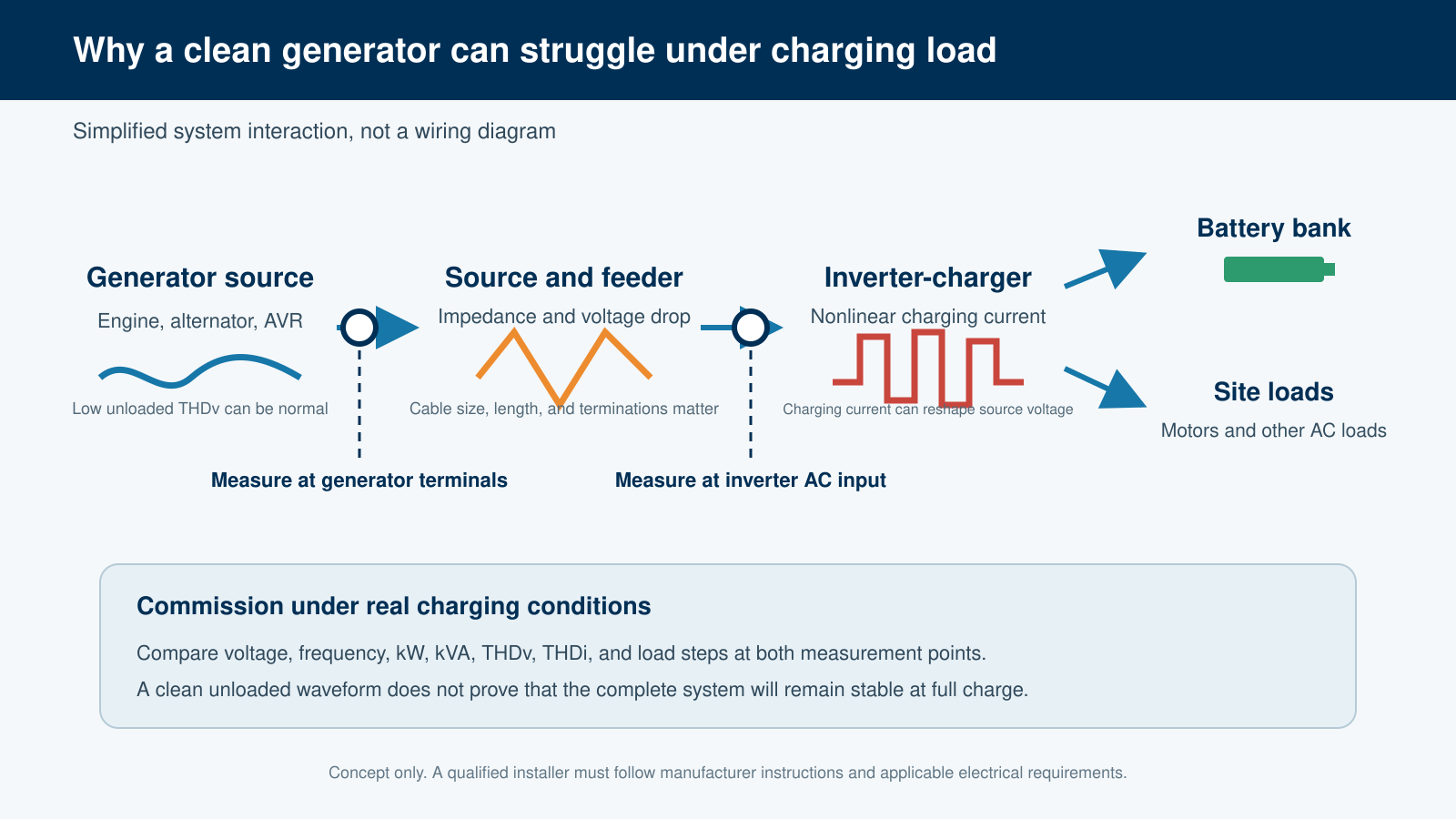 Generator and inverter charger system interaction