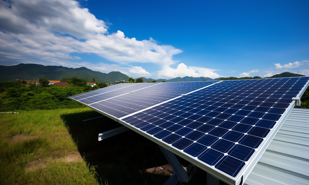 Solar panels on a cloudy day